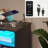 Fredees LED Nightstand with Charging Station, 3-Color Dimmable Lights, Modern Bedroom Bedside Table with Drawers, Open Shelf, Metal Legs - 3 of 4