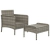 vidaXL 2 Piece Patio Lounge Set with Cushions Gray Poly Rattan - 4 of 4