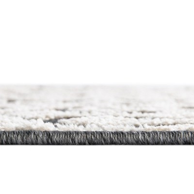 Gray Geometric Easy Care Synthetic Runner Rug