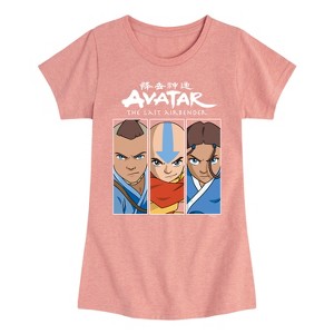 Girls' - Avatar: The Last Airbender - Sokka Aang Katara Fitted Short Sleeve Graphic T-Shirt - 1 of 4