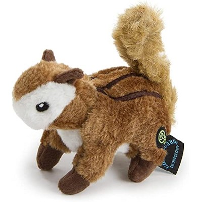 goDog Wildlife Chipmunk Squeaky Plush Dog Toy, Chew Guard Technology - Brown, Small