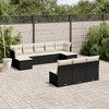 vidaXL 10 Piece Patio Sofa Set with Cushions Black Poly Rattan - Black and Cream Without Table - 2 of 4