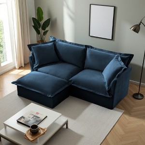 83.4" Chenille Slipcovered L-Shaped Modular Sectional Sofa with French Edges & Removable Covers - 1 of 4