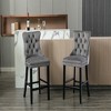 Resenkos Counter Bar Stools, Counter Stool,Upholstered Barstools with Button Tufted Decoration and Wooden Legs, Set of 2 (Gray) - 3 of 4