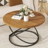 Bekrvio Mid Century Modern Round Coffee Table, 31.5" Wood Top with Metal Legs | Retro Home Furniture for Living Room, Bedroom, Office, Reception - 3 of 4