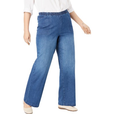 Woman Within Petite Wide-Leg Fineline Denim Jean