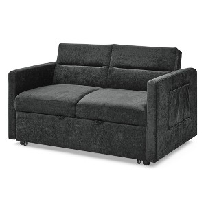 NicBex 54.5"x33"x31.5" Sleeper Sofa Couch Chenille Loveseats Sofa Bed with Pull-out Bed, 2 Arm Pocket - 1 of 4