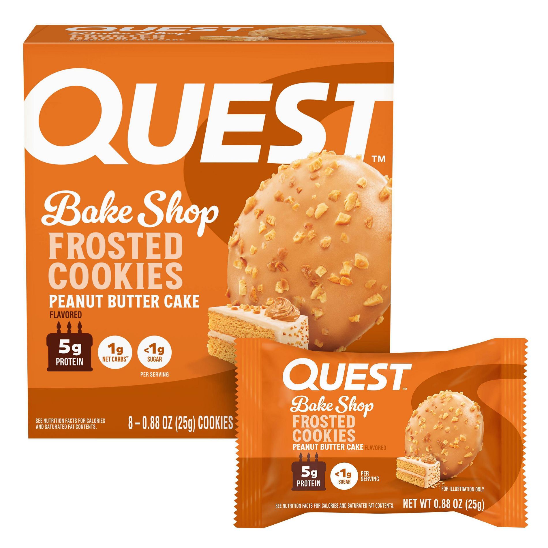 Quest Nutrition Peanut Butter Frosted Cookies Protein Bars - 5g Protein - 7.05oz/4pk