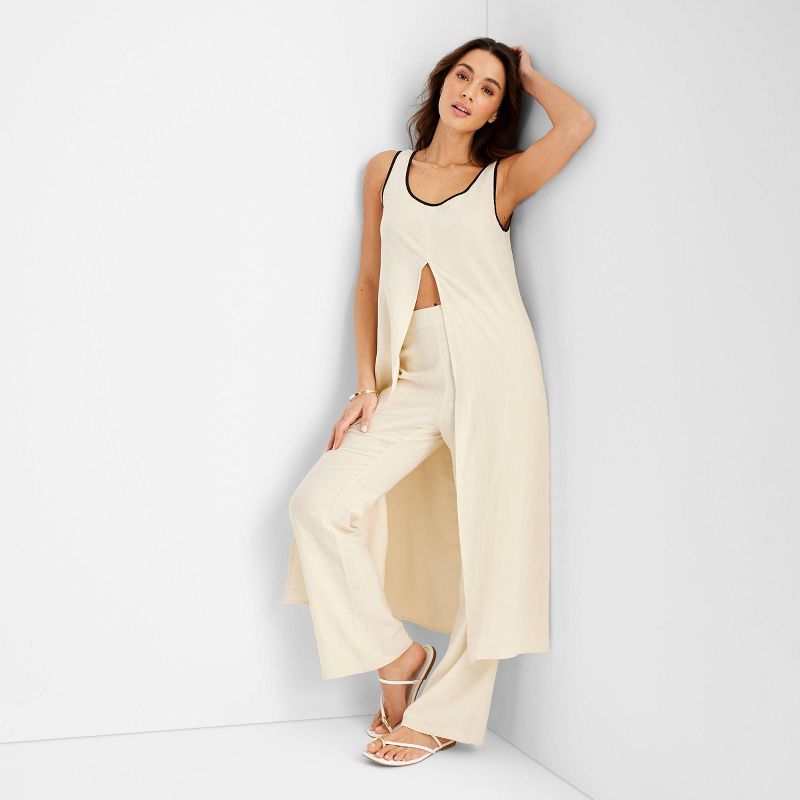 Women's Linen Front Slit Maxi Tank - Future Collective™ with Jenny K. Lopez Cream, 3 of 5