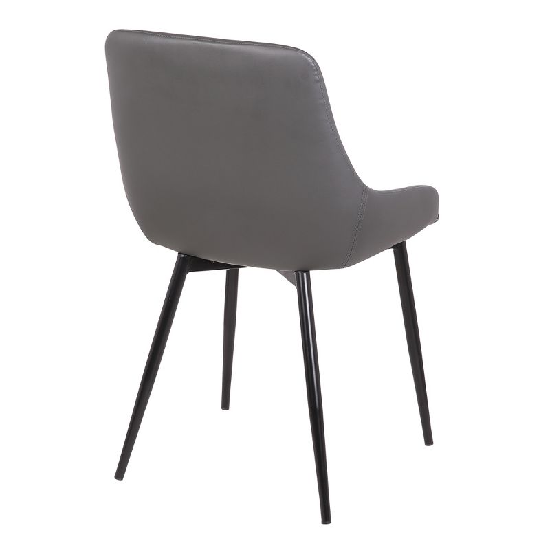 Mia Contemporary Dining Chair in Gray Faux Leather with Black Powder Coated Metal Legs - Armen Living, 5 of 9