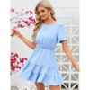 Coolmee Women's Summer Dresses Casual Square Neck Dresses Ruffle Short Sleeve   Dot Flowy Mini Dress - 4 of 4