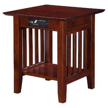 Mission End Table with Charger Walnut - AFI