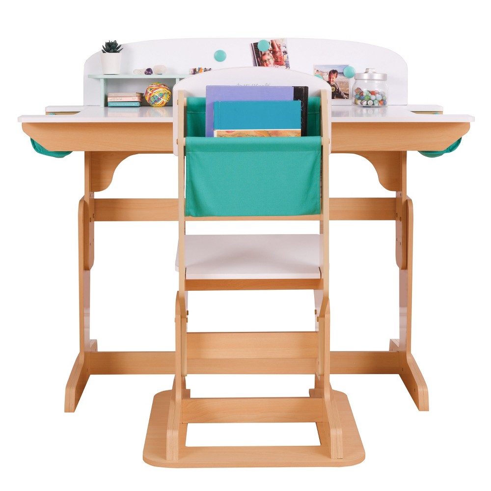 KidKraft Grow Together Pocket Adjustable Kids' Desk with Hutch and Chair Natural -  89086239