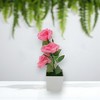 Unique Bargains Artificial Plants 3-Rose Square Pot Arrangement Plastic 2.95"x2.95"x9.84" 1 Pcs - 2 of 4