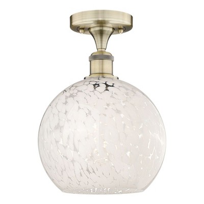 White Mouchette - 1 Light Semi-Flush Mount In Modern Style-11.88 Inches Tall and 10 Inches Wide