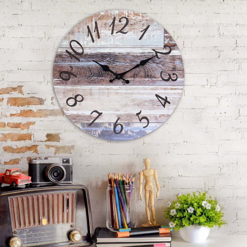 Round Rustic Wall Clock Brown - Stonebriar Collection, 6 of 8