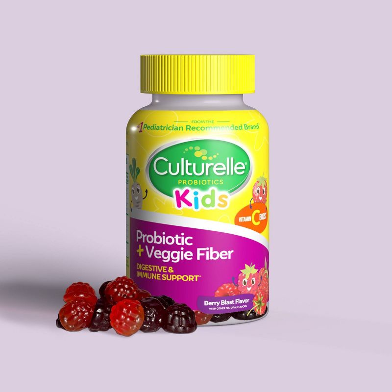 Culturelle Kids Probiotic + Gluten Free Veggie Fiber Gummies - Berry - 30ct, 3 of 12