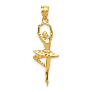 Black Bow Jewelry 14k Yellow Gold Pointe Ballerina Pendant - 1 of 4