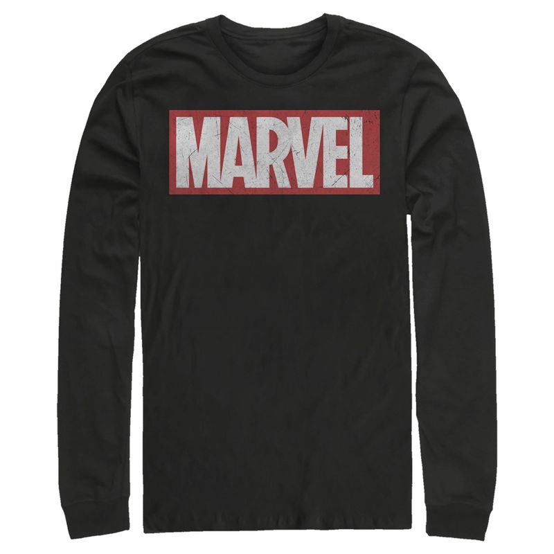 Men's Marvel Classic Distressed Logo Long Sleeve Shirt, 1 of 4