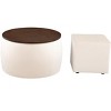 CAVINAS Storage Ottoman Set of 2, Wooden Round Coffee Table with Reversible Lid and Square Footstool, Shoe Bench for Living Room, Bedroom - 2 of 4