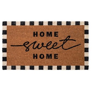 Folkulture Door Mat | (16 x 28) Welcome Matt or Checkered Doormat for Home Entrance | Durable & Anti Slip Coir Mats (Home-Sweet-Home) - 1 of 4
