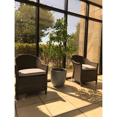 11.8&quot; Slate Gray Lightweight Concrete Modern Round Planter