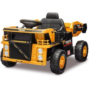 12V Kids Ride-On Dump Truck, RC Electric Construction Vehicle w/Dump Bed & Shovel, 4-Wheel Shock Absorption, for Boys & Girls - 1 of 4