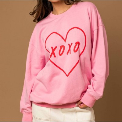 Women's I'll Be Loving You Xoxo Oversized Sweater - ZENANA