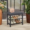 Shoe Bench, Storage Bench, Entryway Bench with Cushion, Shoe Shelf with Seat, Storage Organizer with Foam Padded Seat Linen - 2 of 4