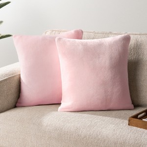 PAVILIA Set of 2 Throw Pillow Covers, Decorative Velvet Square Cushion Cases for Bed Sofa Couch Bedroom Living Room - 1 of 4