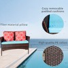 Chic Crate-4-Piece Outdoor PE Rattan Sectional Sofa Set - Sapphire Blue Cushioned Patio Furniture with Glass Table - 3 of 4