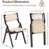 SEVOBAL Accent Chairs Foldable Wooden Chairs Woven Seat Rustic Accent Kitchen Dining Patio for Garden, Outdoors, Beige, 23.4"*34.3"*19" - 3 of 4