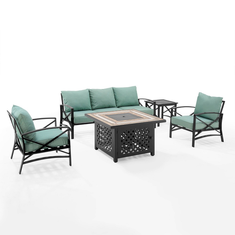 Photos - Garden Furniture Crosley Kaplan 5pc Sofa Set with Fire Table - Mist  