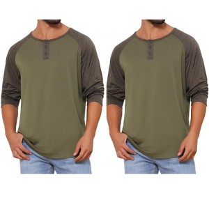 INSPIRE CHIC Men's Raglan Long Sleeve Tee Shirts Casual Henley T-Shirts 2 Packs - 1 of 4