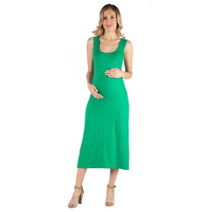 24seven Comfort Apparel Maternity Scoop Neck Maxi Dress - 1 of 4