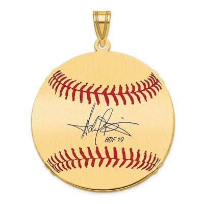 Black Bow Jewelry 14K Gold Plated Harold Baines Signature LG Enamel Baseball Pendant