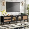 HDZNVF Rattan TV Stand with 3 Cabinets and 2 Drawers, Rattan inspired Media Console Table for TVs up to 80 inch - 2 of 4