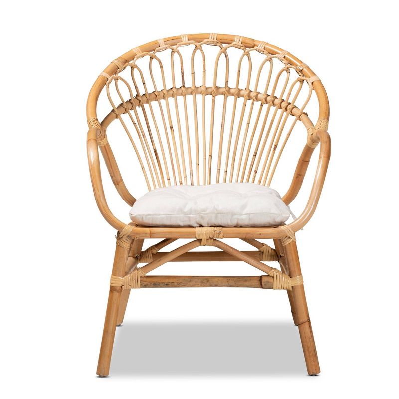 Benicia Rattan Dining Chair Brown - bali & pari: Plush Upholstered, Natural Material, Fully Assembled, 3 of 9