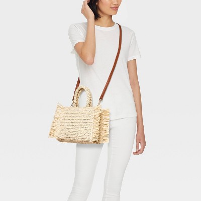 Universal Thread Straw Fringe Small Detachable Strap Crossbody Tote Handbag - Universal Thread™ Natural — фото 2