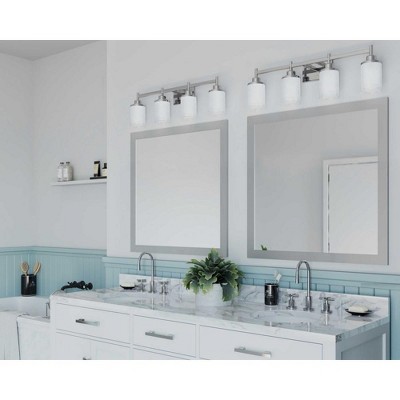 Brushed Nickel Four-Light Cylinder Bath Vanity Fixture