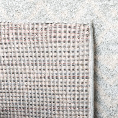 Ivory and Light Grey Square Synthetic Area Rug
