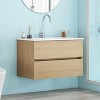 KWPZQEB 32" Modern Wall-Mounted Bathroom Vanity with Sink Combo, Floating Cabinet with 2 Drawer & Unique Handle-Free Design for Small Space - 3 of 4