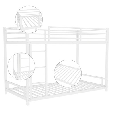 NicBex Twin Over Twin Bunk Bed with Safety Guardrail,Metal Loft Bed with Built-In Ladder,Modern Bunk Beds,Noise Reduced Bunk Beds for Bedroom