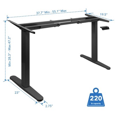 Mount-It! Dual Motor Black Adjustable Standing Desk Base