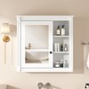 Vynxaria Wall-Mounted White Bathroom Medicine Cabinet with Mirror and Storage Organizer - 2 of 4