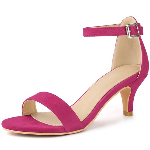 Perphy Women's Open Toe Ankle Strap Kitten Heels Sandals Hot Pink 8.5 ...