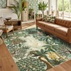 Washable Floral Jungle Rug Non Slip Low Pile Rug Soft Throw Floor Cover Foldable Indoor Carpet for Living Room Bedroom Playroom Office - 2 of 4