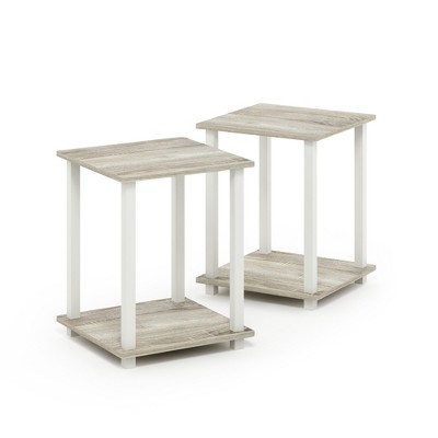 Furinno Simplistic End Table, Set of Two, Sonoma Oak/White