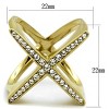 Slickblue Women's Gold X-Shaped Ring – Clear Crystal Detail, Open Crossover Design, Stainless Steel, Sizes 5-10 - 2 of 4