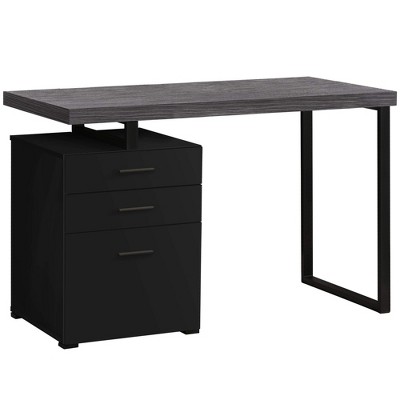 Monarch Specialties Computer Desk Home Office Laptop Left Right Set-Up Storage Drawers 48InchL Work Metal Laminate Black Grey Contemporary Modern
